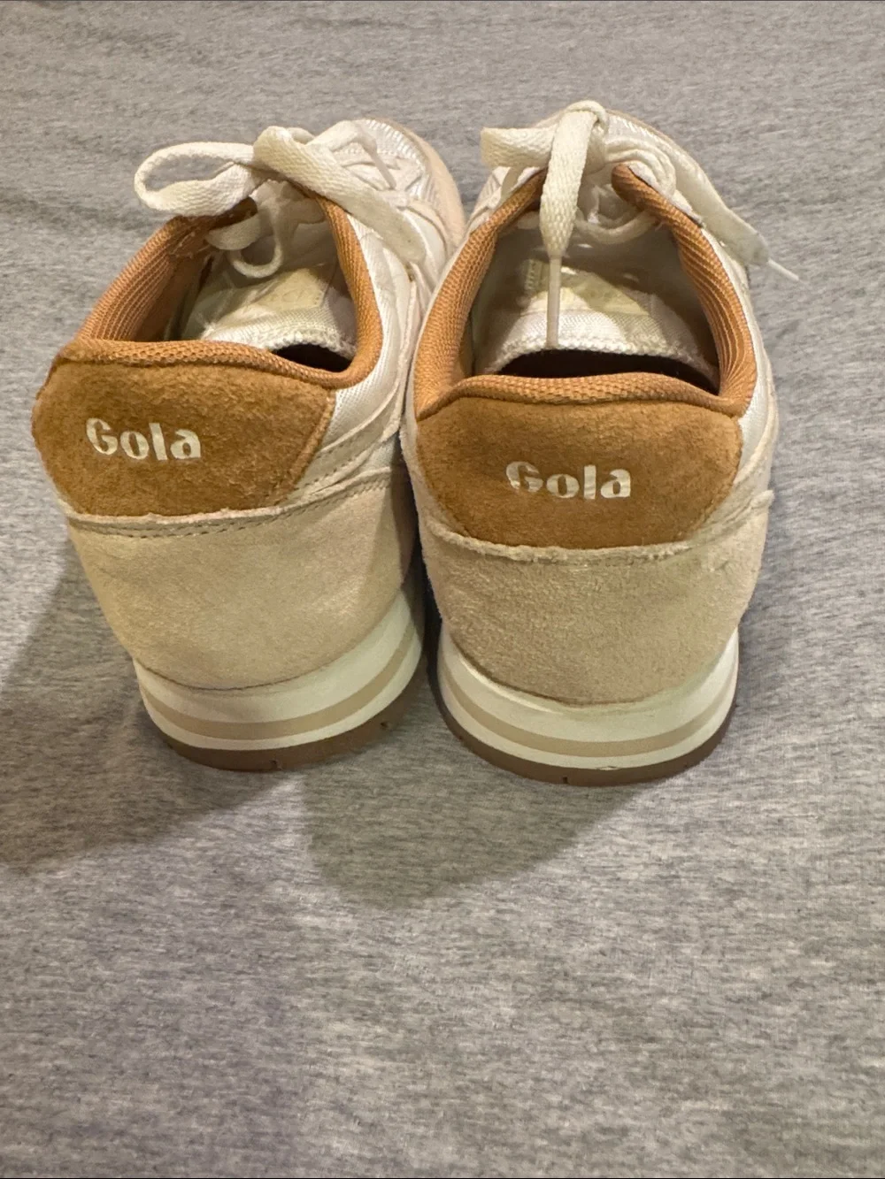 Gola for J Crew Cream and Tan Retro Style Trainers